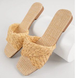 SHEIN Basketwoven Espadrille Square Toe Slide Sandals